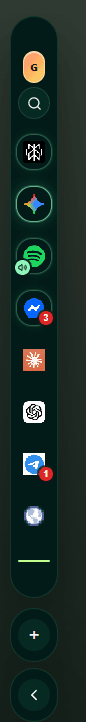 Side Whisper sidebar rail with pinned web apps